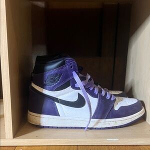 Jordan Purple and White High-Top Sneakers